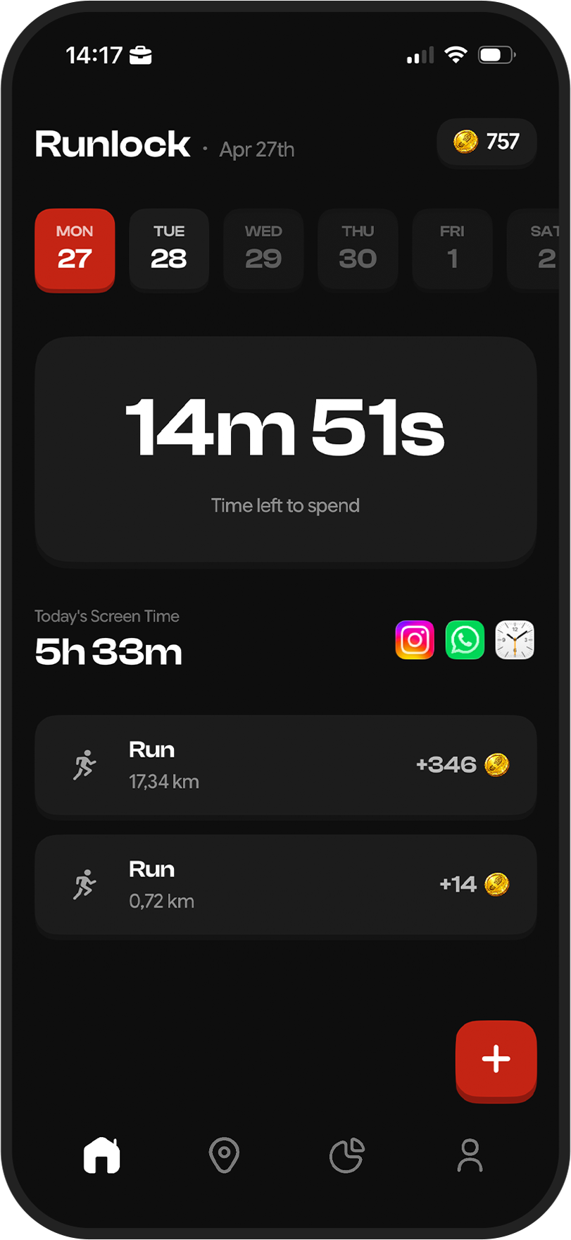 Runlock home screen